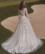 Modest Long Sleeve High-Neck A-Line Lace Wedding Gown