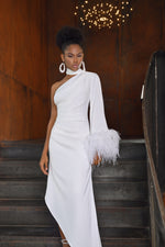 Silk One Shoulder Maxi White Dress