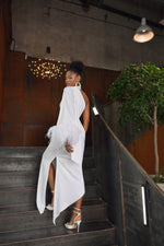 Silk One Shoulder Maxi White Dress