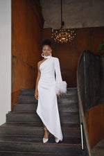 Silk One Shoulder Maxi White Dress