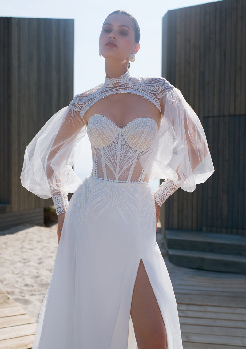 Strapless A-Line Wedding Dress with Bolero