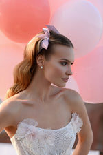 Strapless Midi Dress with 3D Flowers