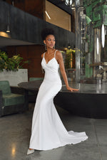 Spaghetti Strap Mermaid Minimalist  Wedding Dress