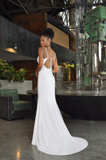 Spaghetti Strap Mermaid Minimalist  Wedding Dress