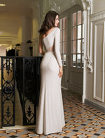 Asymmetric One Shoulder Glitter Sexy Bridal Dress With a Slit