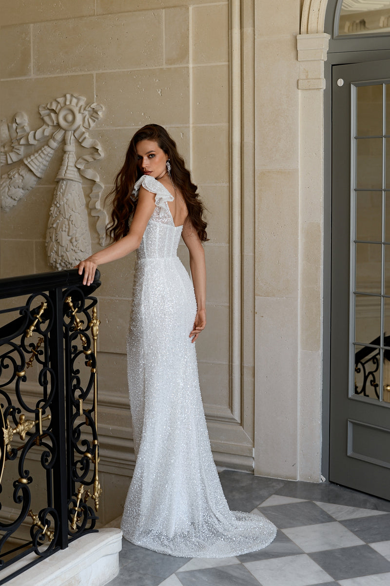 allure one shoulder wedding dress One-Shoulder Sweetheart Neckline All-Over Lace A-Line Wedding Dress