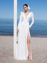 Long Sleeve Sheath Wedding Dress with a Beautiful Back