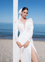 Long Sleeve Sheath Wedding Dress with a Beautiful Back