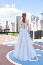 Corset Maxi Skirt Off-shoulder Tulle Prom Dress with Changeable under Short and Skirt