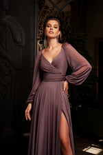 Long Sleeve Glitter Evening Dress