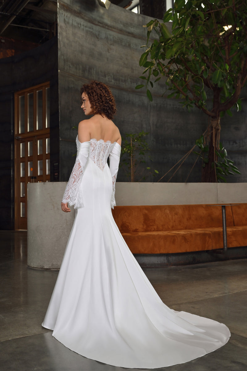 Off-The Shoulder Mermaid Minimalist Wedding Dress
