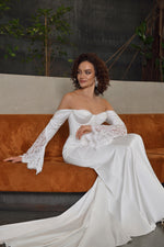 Robe de mariée minimaliste sirène à épaules dénudées