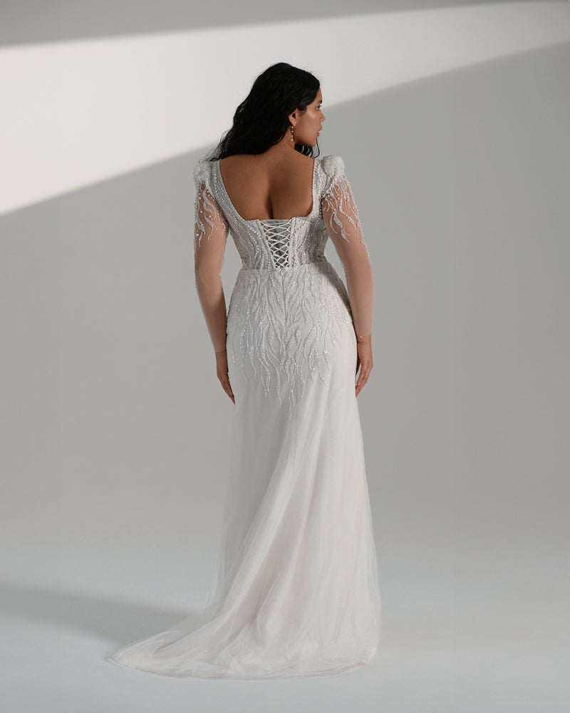 corset square neck wedding dress Square Neck Lace A-Line Wedding Dress