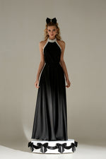 Pearl Halter Neck Silk Maxi Dress