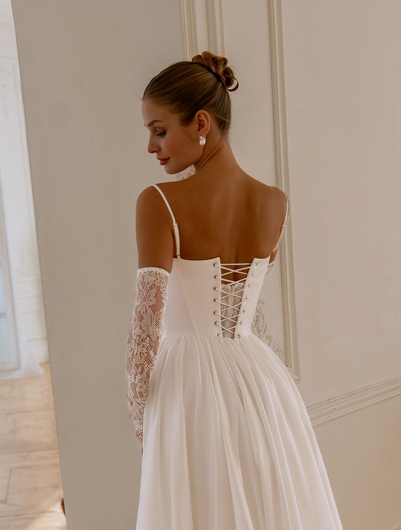 white christmas dresses Victoriana Vintage Inspired Corset Bridal Gown with Fit and Flare Body main image 0