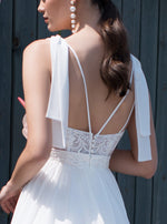 Delicate Sheath V-Neck Wedding Dress with Lace Top