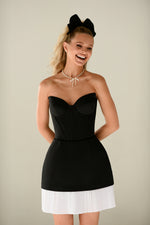 Strapless Mini Dress with White Frill Hem