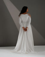 Long Sleeve A-Line Wedding Dress with Side Slit