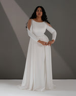 Long Sleeve A-Line Wedding Dress with Side Slit