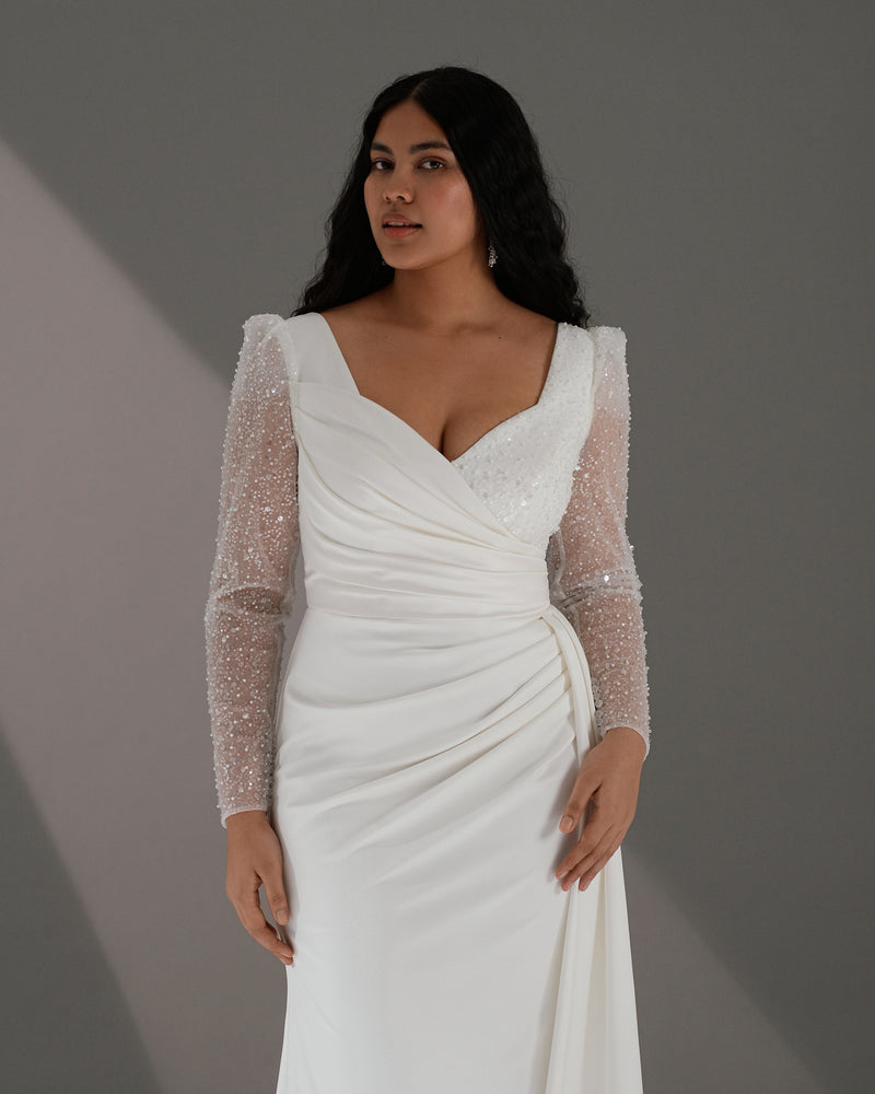 wrap wedding dress long sleeve Lace Dress Long Sleeve Wrap Wedding Dress Julie Long Sleeve Lace Wedding Dress Open Back No