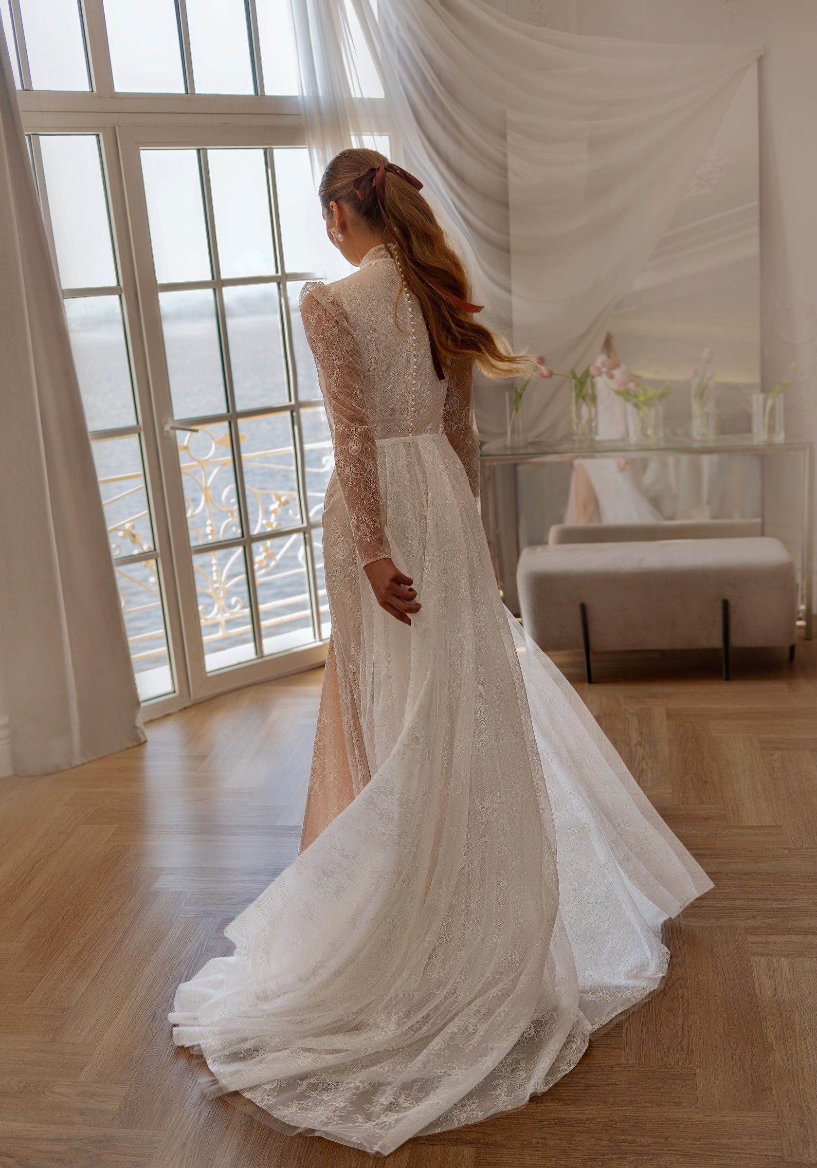 High-Neck Long-Sleeve Lace Mermaid Wedding Dress | Timeless Grace Edition Off-white / EU42 High-Neck Long-Sleeve Lace Mermaid Wedding Dress | Timeless Grace Edition Off-white / EU42