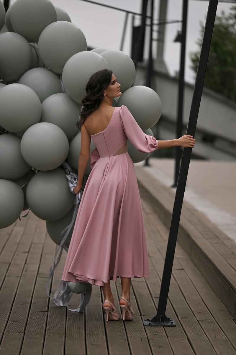 one-shoulder midi dress GIGI Navy Midi Dress