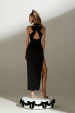 Halter Neck Side Slit Long Gown