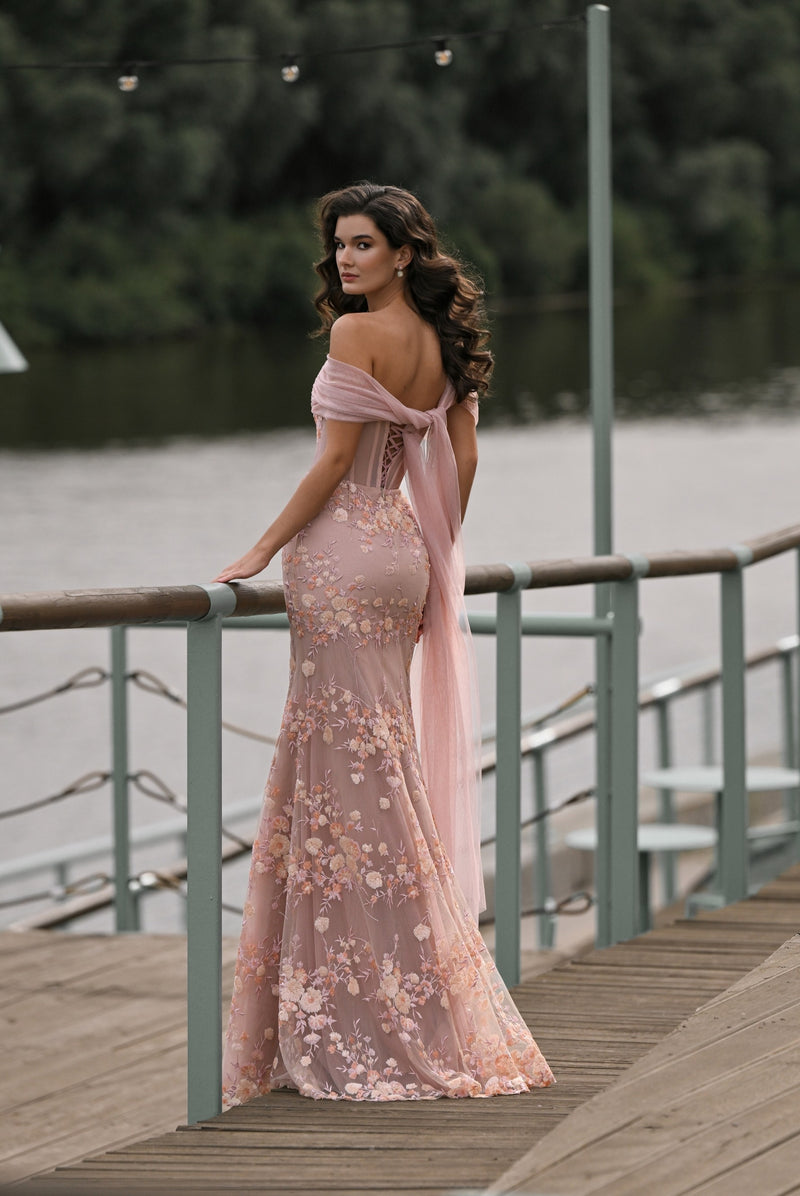 fitted lace wedding dress Enchanted Blossom Mermaid Evening Dress