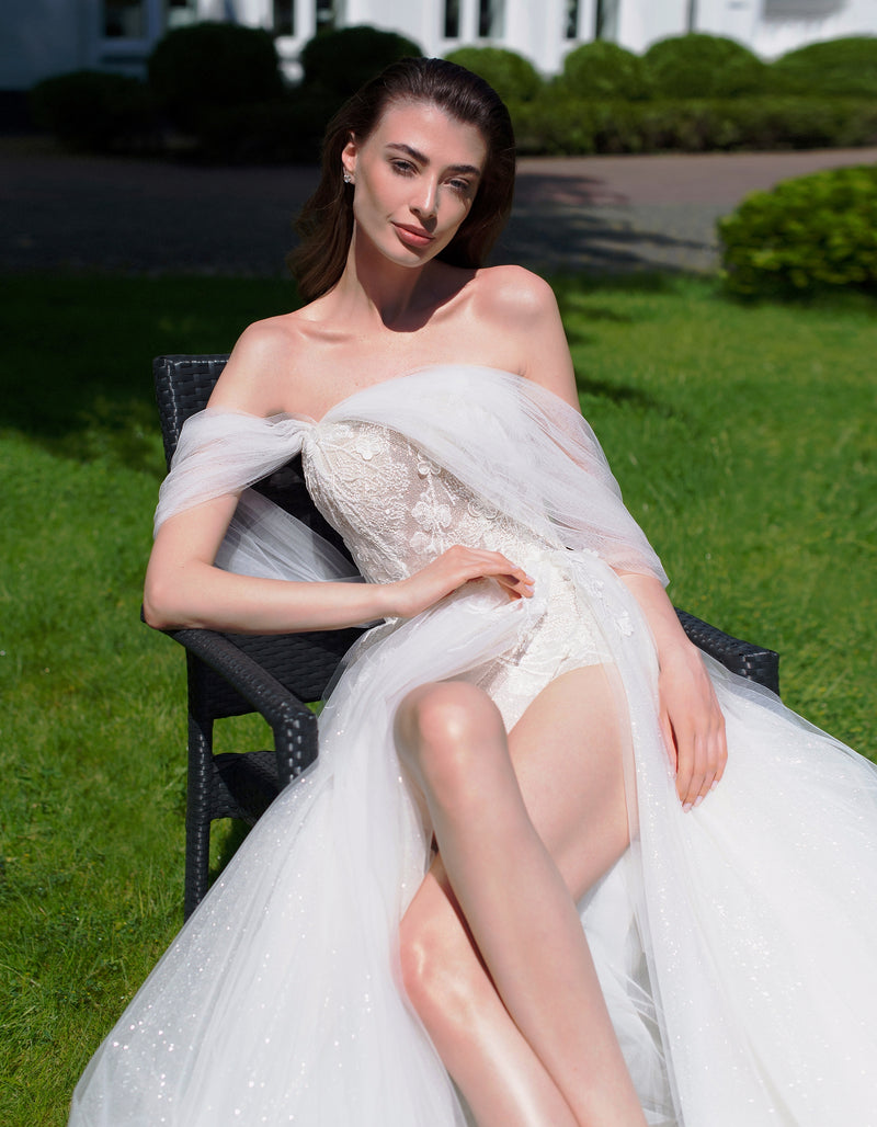 shorts wedding dress Ivory Lace Two Piece High-Low Short Wedding Dresses SW388