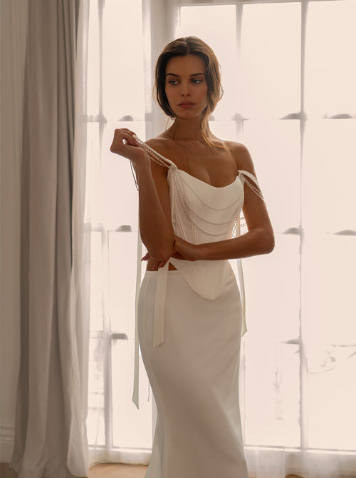 Exquisite 2-in-1 Lace and Satin Corset Mermaid Wedding Dress | Modern Luxury Bridal Couture