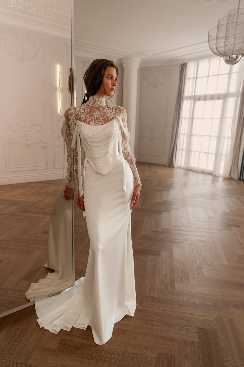 Exquisite 2-in-1 Lace and Satin Corset Mermaid Wedding Dress | Modern HAREM's Brides Exquisite 2-in-1 Lace and Satin Corset Mermaid Wedding Dress | Modern HAREM's Brides