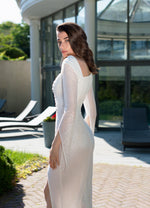Long Sleeves Glitter Midi Bridal Dress