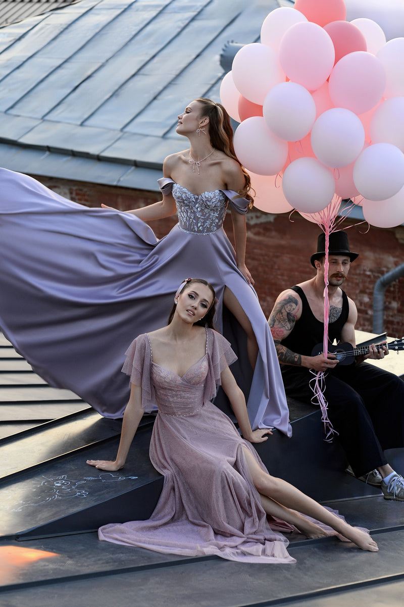 Off-Shoulder Corset Maxi Dress with Side Slit HAREM's Brides Off-Shoulder Corset Maxi Dress with Side Slit HAREM's Brides