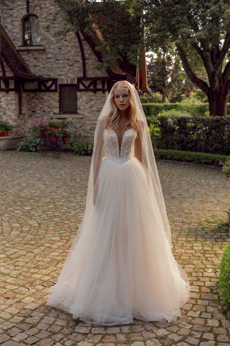 princess wedding dress with long veil Jasmine Veil