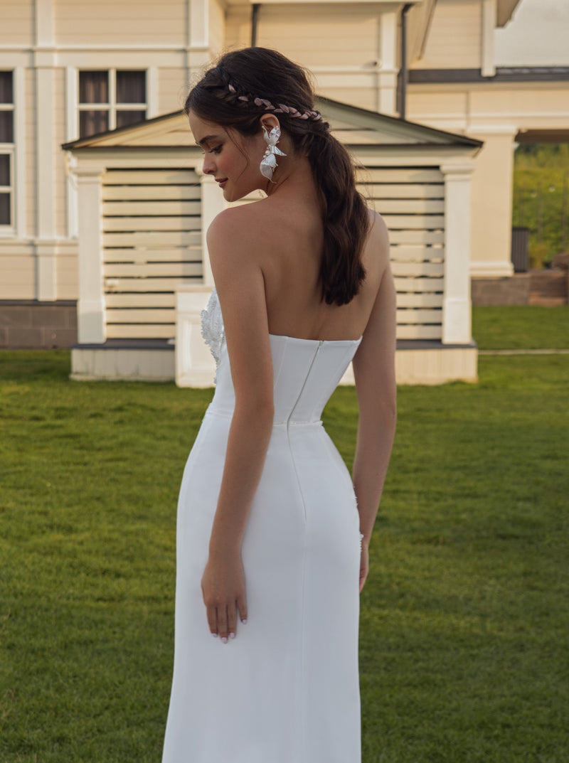 Vestido de novia sirena con bonitos detalles