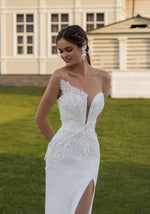 Vestido de novia sirena con bonitos detalles