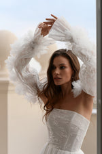 Strapless A-Line Wedding Dress with Removable Sleeves