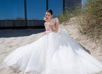 Long Sheer Sleeve A-Line Wedding Dress with a Stunning Lace Top