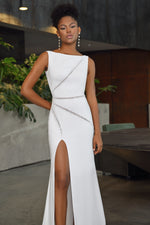Vestido de novia minimalista sirena con escote barco