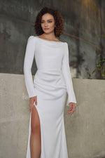 Long Sleeve Mermaid Minimalist Wedding Dress With Open Back