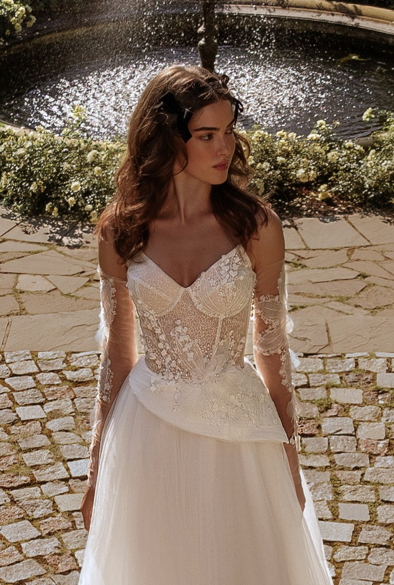 Sweetheart A-Line Wedding Dress with Bolero and Removable Sleeves Sweetheart A-Line Wedding Dress with Bolero and Removable Sleeves