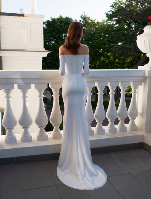 Off-Shoulder Mermaid Glitter Bridal Dress