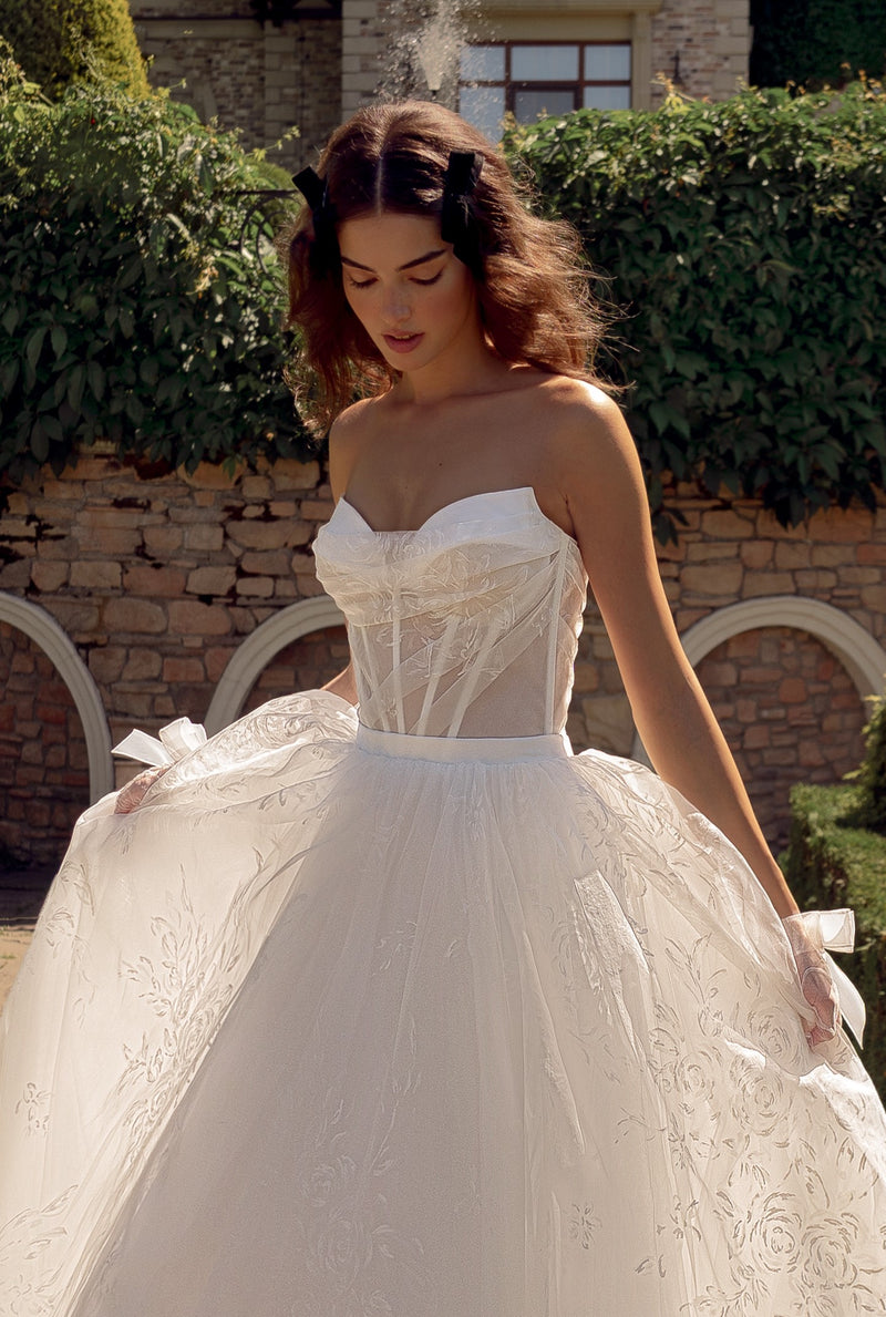 Strapless A-Line Organza Wedding Dress HAREM's Brides Strapless A-Line Organza Wedding Dress HAREM's Brides