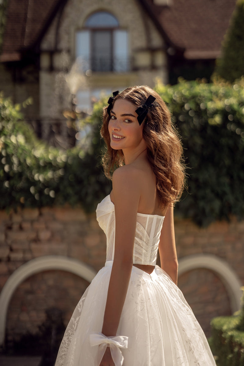 Strapless A-Line Organza Wedding Dress HAREM's Brides Strapless A-Line Organza Wedding Dress HAREM's Brides