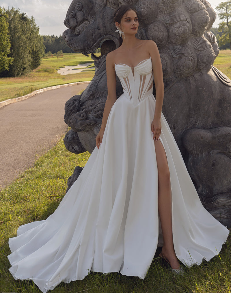 Sweetheart Neckline A-Line Wedding Dress with Slit