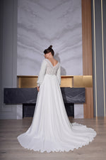 Long Sleeve A-Line Boho Plus Size Wedding Dress