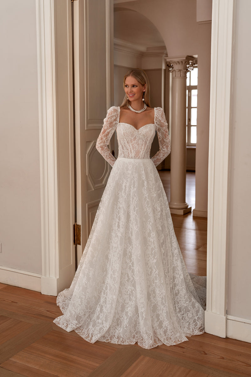 Exquisite A-Line Long Sleeve Lace Wedding Dress HAREM's Brides Exquisite A-Line Long Sleeve Lace Wedding Dress HAREM's Brides