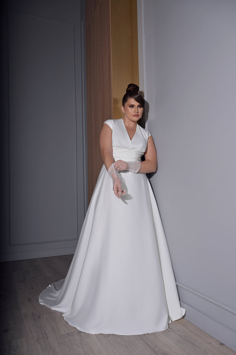 A-Line Plus Size Silk Wedding Dress
