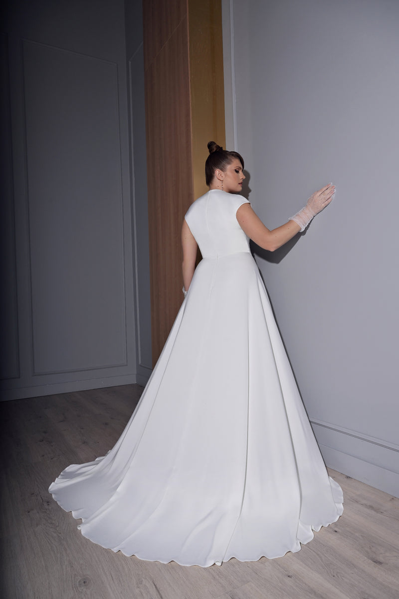 A-Line Plus Size Silk Wedding Dress