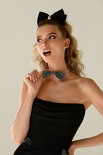 Strapless Maxi Dress with High Side Slit and Bows